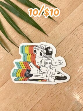 Retro Astronaut Shuttle Sticker – Vintage Space Explorer Vinyl Decal | 80s Space